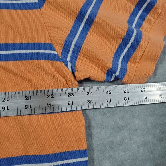 Polo Ralph Lauren Shirt Men XL Orange Stripe Polo Golf Performance High Low Slit - Picture 4 of 8
